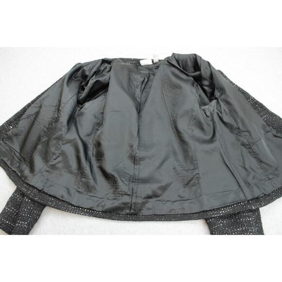 Chicos Blazer Womens 3 Black Collarless Pockets 4 Buttons Long Sleeve - Picture 4 of 8